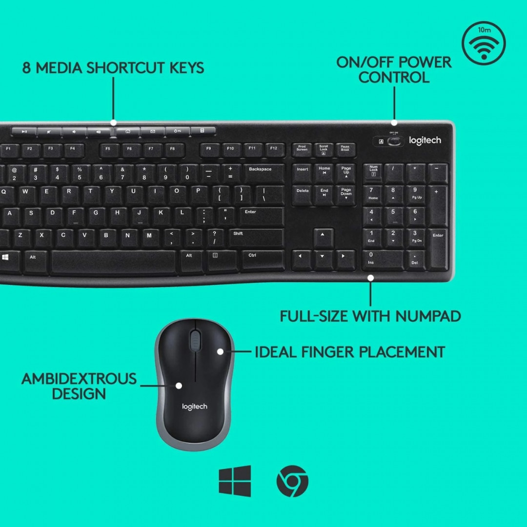 Combo teclado y mouse Logitech MK270 inalambrico