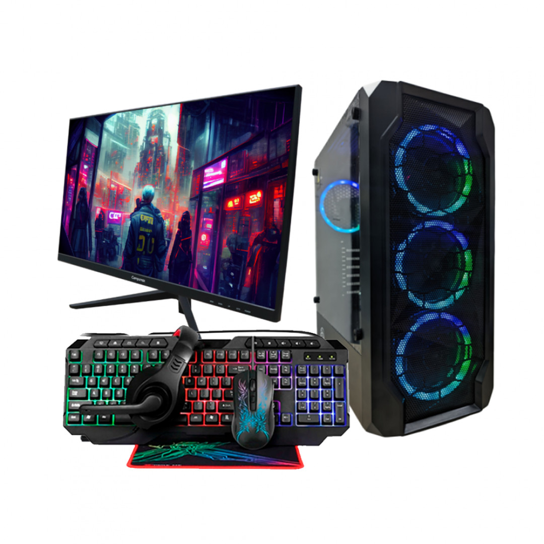 Computador completo Ryzen 5 5600GT 16GB RAM SSD 1TB + Monitor 24" 100Hz+ combo teclado, mouse, diademas y pad mouse.
